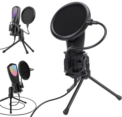 VBESTLIFE RGB-USB-Gaming-Mikrofon, Kondensatormikrofon mit Geräuschunterdrückung und Stativ-Pop-Filter für PC-Streaming, Studioaufnahmen