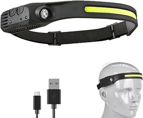 Zenova Luxelight Led Headtorch, Lumilight Head Torch,Rechargeable LuxeLight LED Headlamp,Smart Motion Sensor 230° COB Headlight,Constant On/Sensing 2 Modes HeadLamp for Camping Hiking Fishing (1, A)