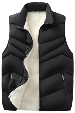 Genérico Chaleco Plumas Hombre Chalecos Hombre Invierno Chalequillo Chaleco acolchado para hombre Gilet Hombres Chalecos Plumon Guateado Abrigo Sin Mangas Hombre Talla Grande (Black #3, L)
