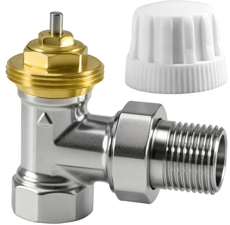 XSHAO Válvula termostática de 1/2, válvula de radiador de 1/2 pulgadas, válvula de ángulo para radiador, cabezal termostático de temperatura, válvula para un control preciso de la temperatura