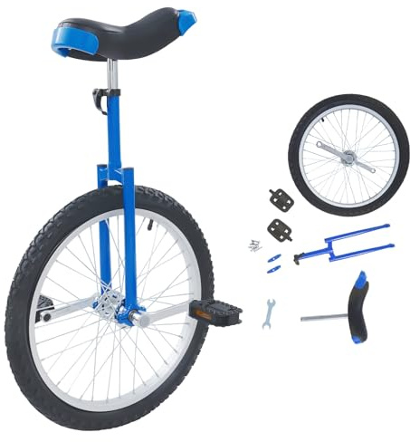 ROGONPDK Monociclo da 20 pollici, monociclo con 2 pedali, monociclo per adulti, monociclo regolabile in altezza, per impiegati, appassionati di ciclismo e altri (blu)