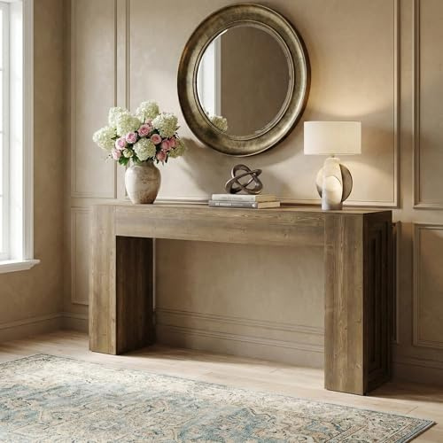 Lailang 160cm Console d'entrée, Meuble d'entrée avec Rangement, Table en Bois, Console derrière canapé, Console Fine, 160 x 30 x 76 cm, Bois Clair