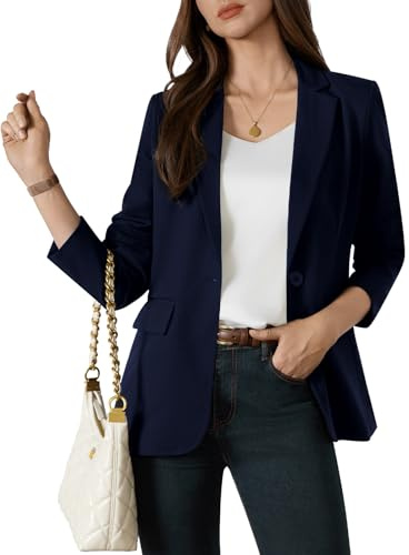 QUELDRA Women's Blazer Suit Jacket Business Casual Blazer Long Sleeve | Work Office Blazer,Suit Jackets,One Button,Notched Lapel Blazer