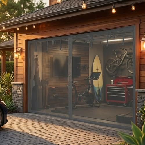Rideau Moustiquaire Magnétique pour Garage, Moustiquaire Aimantée Porte Fenêtre Épaisse avec Base Lestée, Moustiquaire Chat Fermeture Automatique pour Baie Vitrée(Gris,400x220cm)