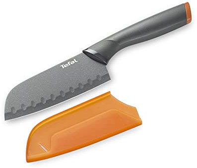 Tefal Fresh Kitchen Santoku-Messer 12 cm, Edelstahl, Anthrazit/Orange, cm, 36 x 10 x 5.1 cm, 1 Einheiten