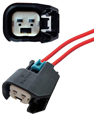 KFZ Ersatz Stecker Einspritzdüse Benziner BOS EV6 / EV14 Black (Female) mit Kabel 15419715, 72098-06, 34062-0047 kompatibel mit Bosch Delphi Injektoren 04591986AA 8653608 12580426 12582219
