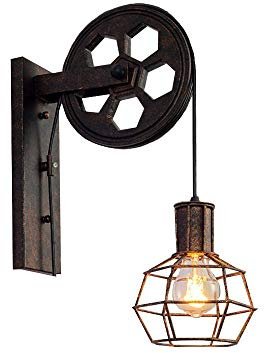 COCOL Loft Industrial Retro Lifting Riemenscheibe Wand Lampe Eisen Rusty Persönlichkeit Kreative Restaurant Korridor Aisle Cafe Wall Light