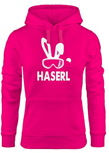 MoonWorks® Kapuzen Pullover Damen Ski-Haserl Ski-Hase Après Ski Party Ski-Fahrer Snowboard-Fahrer Hoodie Frauen