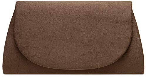 Caspar TA525 Damen elegante Textil Velours Clutch Tasche Abendtasche, Farbe:taupe, Größe:Einheitsgröße