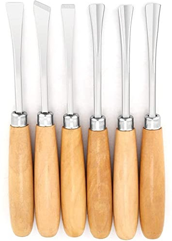 Fafeicy 6pcs Juego de cinceles para madera, 45 acero herramientas de escultura de carpintería de bricolaje, para carpinteros, talladores, artistas