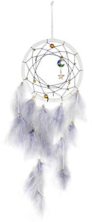 Pracht Creatives Hobby 5976-15465 Bastelset für einen wunderschönen Traumfänger in weiß und grau, Gesamtlänge ca. 50 cm, ideal als Wanddekoration