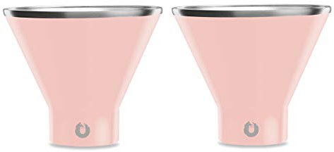 SNOWFOX Insulated Stainless Steel Martini Glass, Set of 2, Light Pink