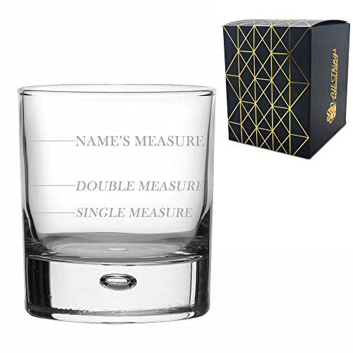 Personalised Engraved Name's Measurement Whisky Glass with Gift Box, Personalise with Any Name