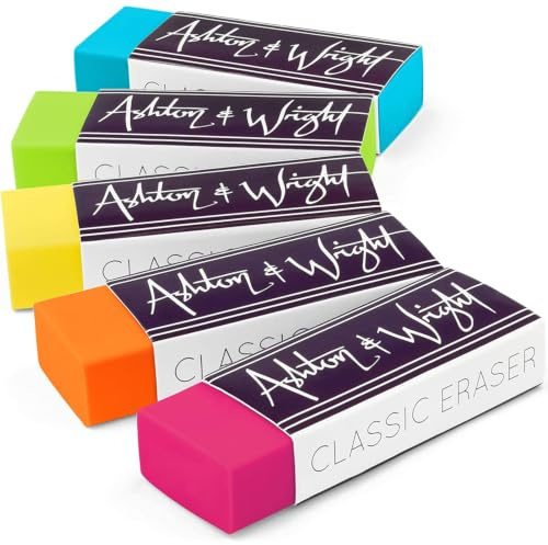 Ashton and Wright - Klassischer Radiergummi – latexfreier Kunststoffgummi (Tropical Tones, Pack of 5)