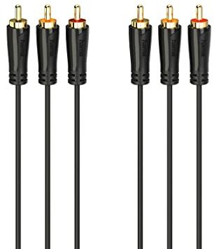 Hama Audio-Video-Kabel, 3 x Cinch M/3 x RCA M, 3 Meter, vergoldete Kontakte