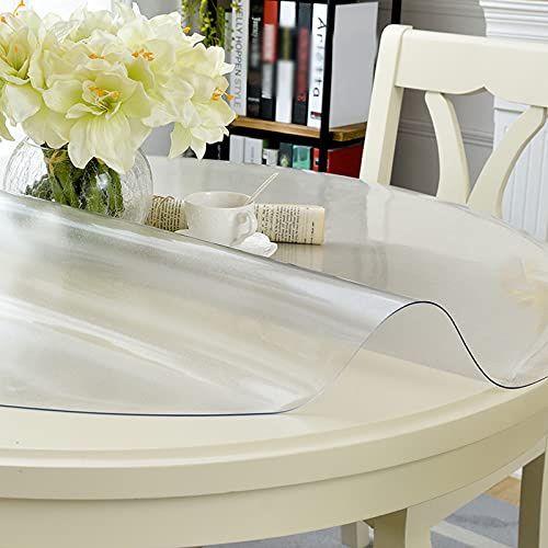 Zlovne Tovaglia Trasparente Rotonda,per Tavolo da Pranzo di Legno,Tovaglie in 1,5 mm,Pellicola di PVC Opaca,Pellicola Protettiva per Tavolo,Antiscottatura,Non Deformato (Diameter 105cm/41.3inch)