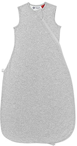 Tommee Tippee Babyschlafsack, 6-18 m, 1,0 Tog für 20-24 °C, himmelgrau meliert, hüftgesundes Design, weicher Baumwollstoff, offener Armschlafsack, Reißverschluss von unten nach oben