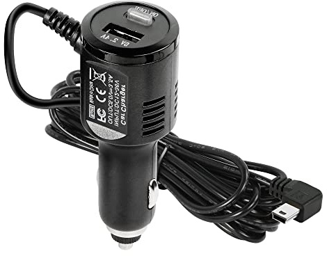GELRHONR Dash Cam Stromkabel,12 V bis 5 V Auto Dashcam Mini-USB-Ladekabel mit USB-Ladegerät und Schaltknopf für Dash Cam GPS-Navigation DVR (rechtwinkliger Mini-USB) - 3.5M / 11.5FT