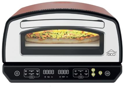 Forno Pizza Elettrico XXL, 2200W, Piano in Pietra Refrattaria 33x33 cm, 20L, Temperatura 450°, Pala in Alluminio