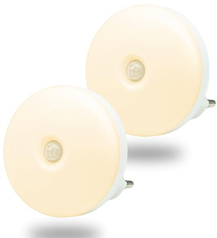 myCozyLite Nachtlicht Steckdose mit Bewegungsmelder und Dämmerungssensor, 3200K, 2 Stück, Automatik Ein/AUS, Warmweiß, für Flur, Treppe, Schlafzimmer, Babyzimmer, Küche