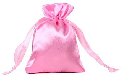 SHTGOI 10 Stück Satinbeutel Kleine Organzasäckchen Seide Schmuckbeutel Hochzeit Säckchen Stoff Bunt Geschenkbeutel Artefakt Tasche mit Kordelzug für Hochzeit Geburtstag Festival Party Pink