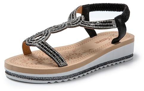 JOMIX Sandale Femme Sandales d'été pour Femmes Sandales Filles Fermeture Élastique Réglable pour Maison Piscine Plage