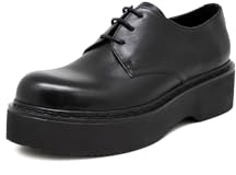 QUEEN HELENA Mocasines de Cuero Plataforma con Cordones Elegantes Mujer QH22-SC265, Negro , 39 EU