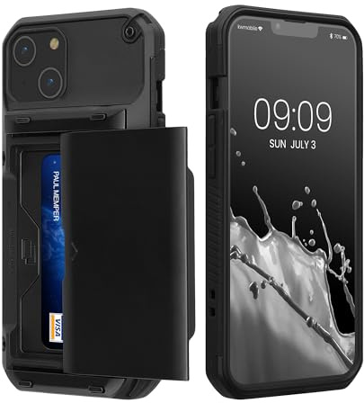 kwmobile Fodral kompatibelt med Apple iPhone 14 fodral - TPU silikon gummi smartphone skydd - korthållare - svart