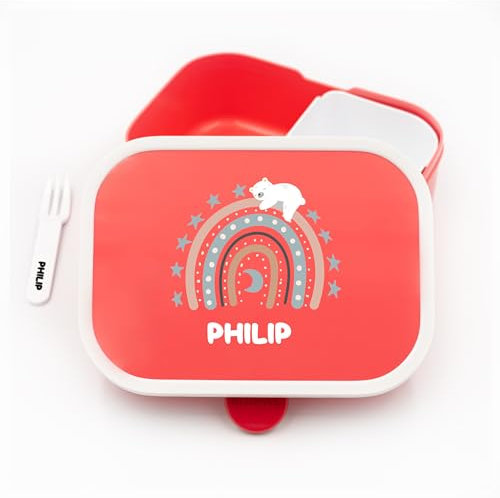 Campus Bento Box Brotdose für Mepal Regenbogen - Lunchbox Kinder mit Trennwand Name, Kindergarten, Schule - Alles für den Schulanfang - Personalisierte Brotdose Kinder - Brotdose mit Namen - Junge