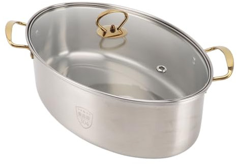 Pentola a Vapore per Pesce in Acciaio Inossidabile 304, Set di Pentole per Cottura a Vapore Addensate di Grande capacità con Morsetto per Vassoio, Vaporiera Ovale Multiuso per