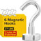 X-BET MAGNET Magnethaken – 6 Stück, 12,2 kg, schlankes Silber, super starke Neodym-Haken zum sicheren Aufhängen, ideal für Kreuzfahrtkabinen, Küchen, Garagen und im Freien – langlebiges