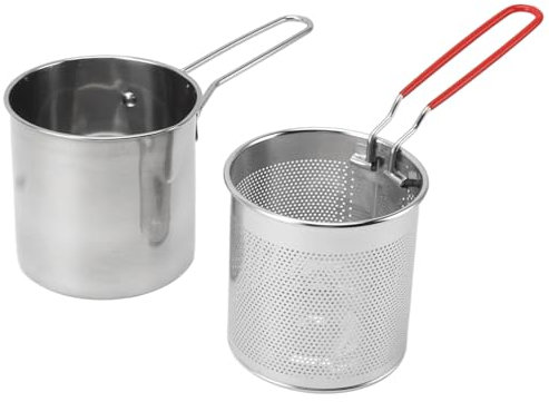 Marmite à Friture en Acier Inoxydable 304, Poignée Anti-brûlure Poêle à Frites Marmite de Friteuse avec Panier à Tamis pour la Cuisine, la Maison et le Camping