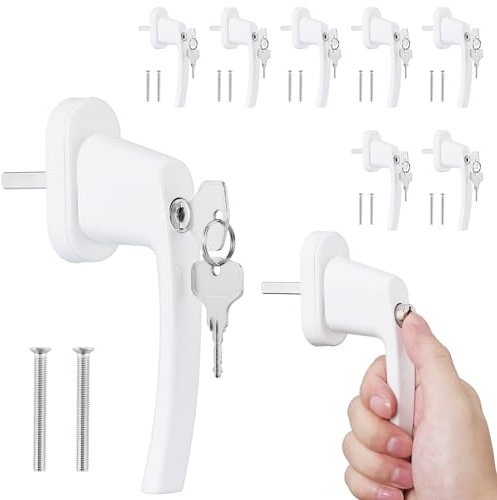 kwmobile 8x Poignee porte bloque fenetre - 8x Poignée avec verrou longueur tige 35 mm avec serrure aluminium et clé - Bloc fenetre securite enfant avec clé pour déverrouiller