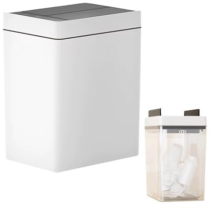 Wings-Open Automatic Trash Bin, Kitchen Trash Can 17 Liter Automatic Trash Can with Butterfly Lid, Motion Sensor Garbage Can for Kitchen, Office, Living Room,White