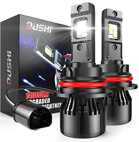 OUSHI Bombillas 9007 LED Coche, 70W 14000LM 6000K Xenón Blanco LED Kit De Conversión De Bombillas LED HB5 Hi/Lo Faros Delanteros Bombillas De Repuesto (Paquete De 2)