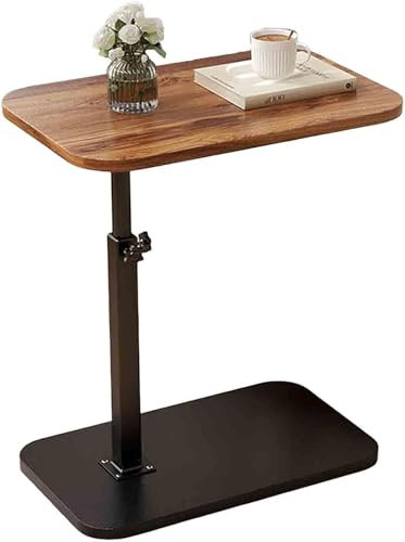 C-Beistelltisch, moderner Sofa-Beistelltisch mit Metallrahmen, Beistelltisch Laptop-Tisch, Nachttisch, kleiner Kaffee-Snack-Tisch für Wohnzimmer, Schlafzimmer(Brown)