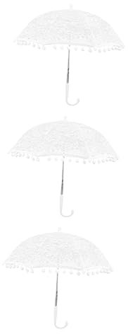 PACKOVE 3st Regenschirm Aus Spitze Weißes Regenschirm Aus Stickereispitze Aus Spitze Regenschirme Masse Hochzeitsfoto Accessoires Für Hochzeitskleider Brautschirme Eisen