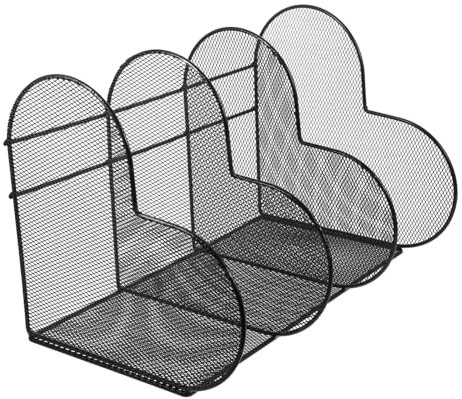 Lurrose Heavy Duty Eisen Buchstütze Lagerung Rack Schreibtisch Brief Racks Für Organizer Abschnitte Schwarz