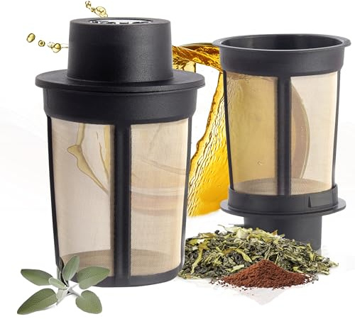finum® FLOATING BASKET L Teesieb Für Losen Tee, Edelstahl Teefilter mit Abtropfschale, Dauerfilter für Tee und Kaffee, BPA frei, Größe L, Schwarz (36)