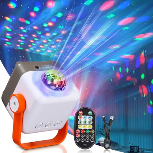 Bola de discoteca, mini luz de escenario, controlada por música, 64 patrones diferentes, efecto estroboscópico, luz de fiesta con mando a distancia