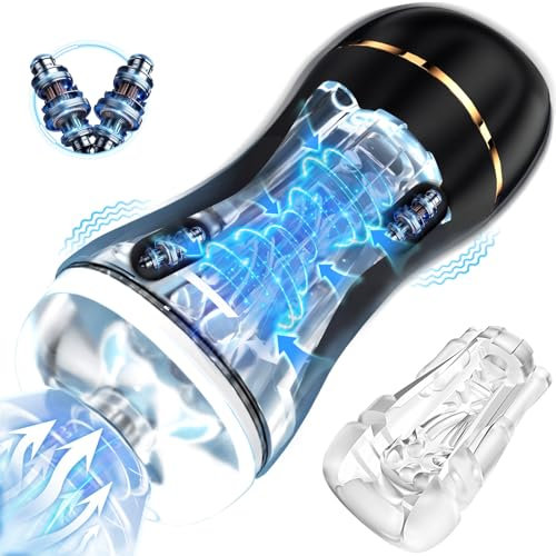 Sex Spielzeug für die Männer Saugen Masturbator, 10 Profi-Stufen Saug-Dehn-Modi, Doppelte Kraft Rundum-Vibration Masturbieren für Männer Elektrisch Penispumpe Vibratorensets Sexspielzeug Solo