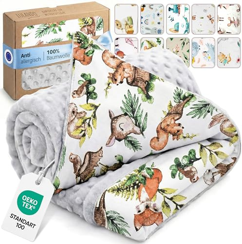 LULANDO® Kuscheldecke 100x75cm Decke Krabbeldecke Spieldecke aus 100% Baumwolle - Antiallergisch - Hergestellt in der EU