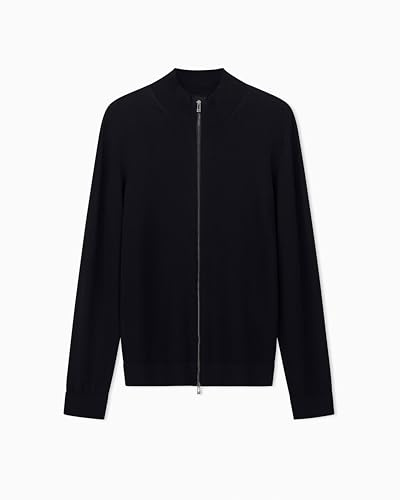 Armani Exchange Men's Essential, långärmad dragkedja stängning cardigan tröja, blå, L, djup marin, L