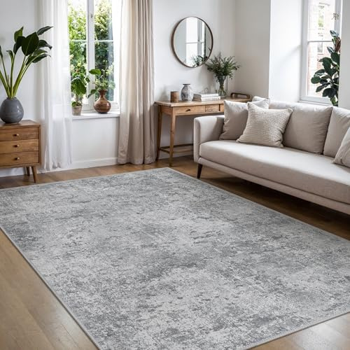 BEIMO Moderner Waschbarer Teppich Wohnzimmer 160x230 cm, Grau