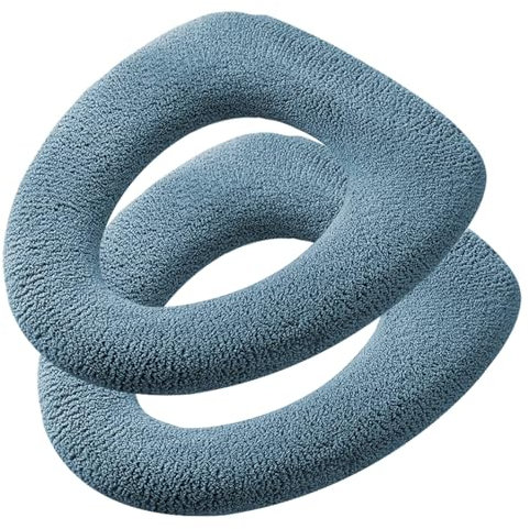 AOOTUERL 2 x dickere WC-Sitzbezüge, weich, dicker, wärmer, dehnbarer, waschbarer Stoff, WC-Sitzbezug, einfache Installation, bequemer WC-Deckelbezug (dunkelgrün)