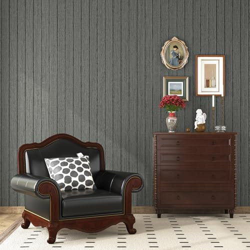 Livelynine Panel Decorativo Pared Adhesivo Madera Negro 3D Revestimiento Pared Madera Listones Oscuro 30CMx5M Paneles Decorativos para Paredes Adhesivos Salon Habitación Comedor Paneles PVC Oficina