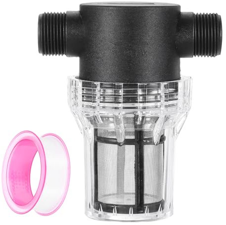 sourcing map Pressure Washer Filter 3/4 NPT Female Thread, Inline Mesh Strainer Attachment, Stainless Steel Screen with Sealant Tape for Gardening Inlet Water (Size:100 Mesh)