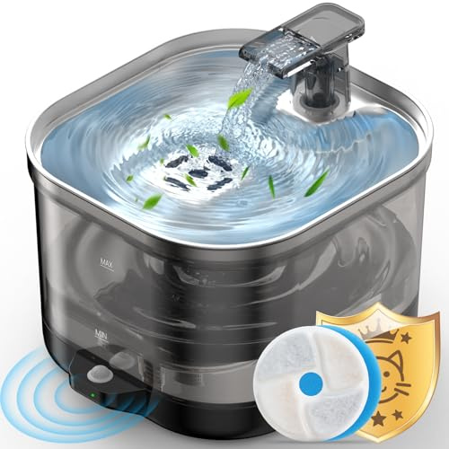 Mixoo 2026 Unique Wireless Cat Water Fountain for Drinking with Filters, Smart Silent 2L Pet Water Dispenser, 5000mAh Cordless Battery Operated, Rechargeable