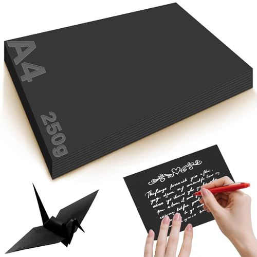 Mbsomnus 60 Stück Tonkarton 297 × 210 mm Dickes Papier A4 zum Drucken 250g/m² Bastelkarton Tonkarton Schwarz Dickes Papier für Graffiti Kunstillustrationen Kreative Bastelprojekte