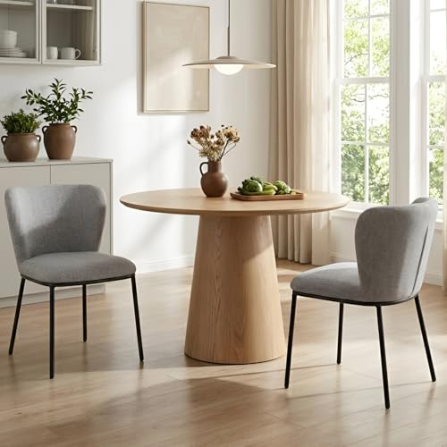 Ya-Home Esszimmerstühle 2er Set aus Leinen Küchenstühle mit Metallbeinen Polsterstuhl ohne Armlehne gepolsterte Akzentstühle Seitenstühle für Esszimmer (Grau)